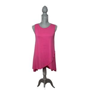 Bobeau Bright Pink Long Layered Sleeveless Tank Top Blouse Shirt Size Small